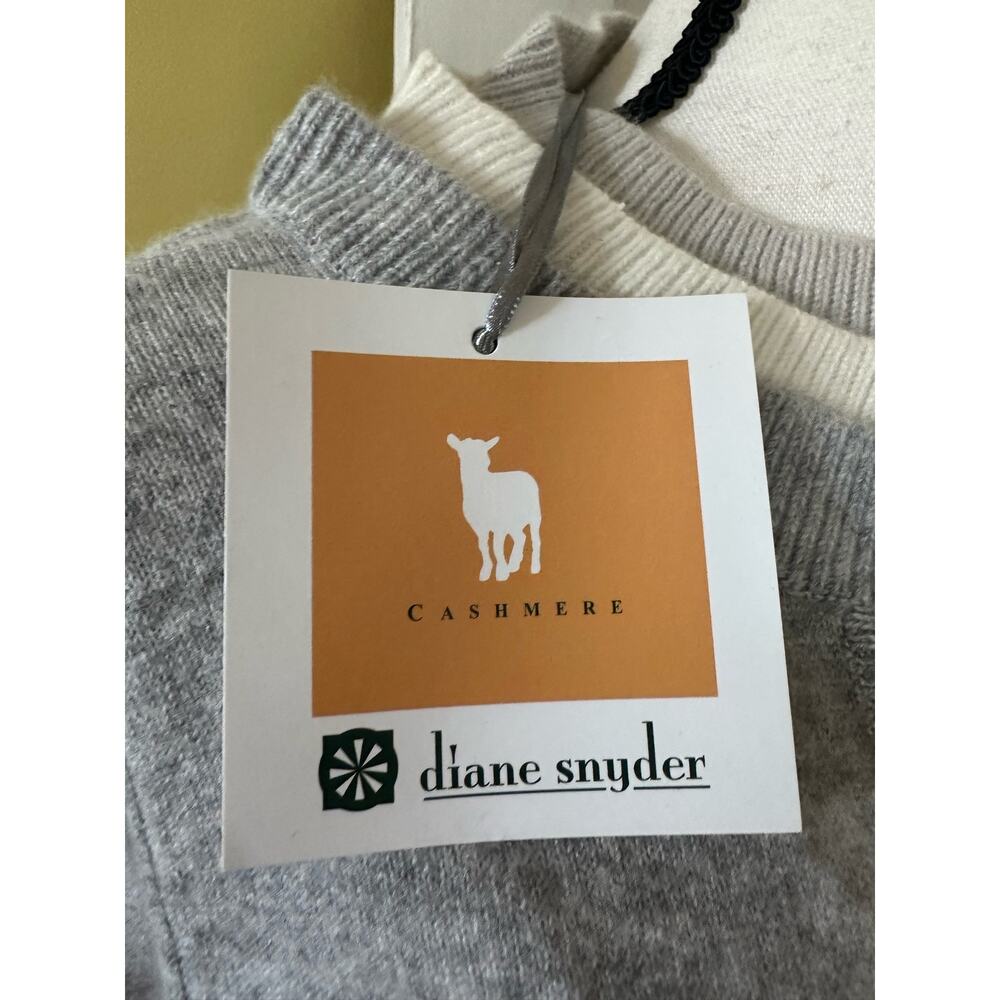 NWT Diane Snyder Cashmere Glenn Triple Band Gray Layered Cardigan size M - Picture 12 of 16